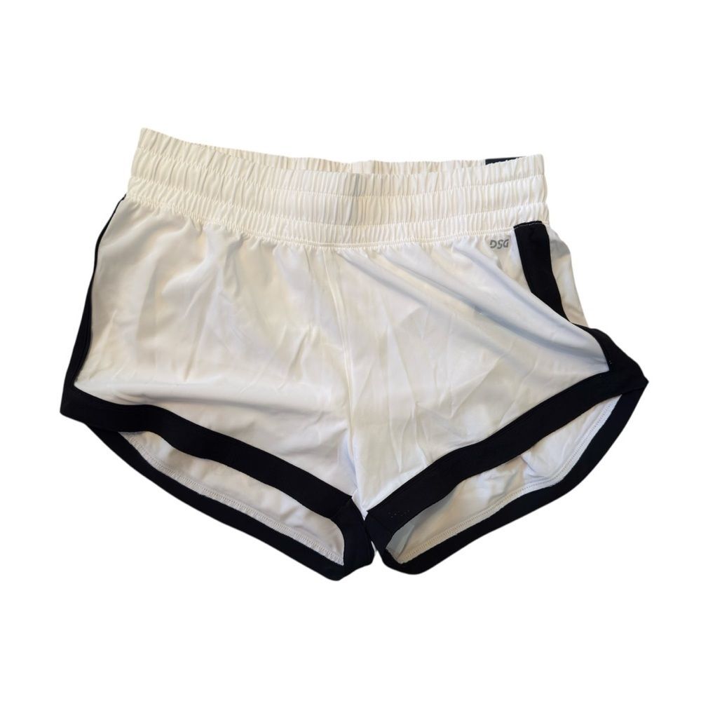 DSG Stride Women's High-Rise Athletic Shorts Size L White Black Built-In Brief N